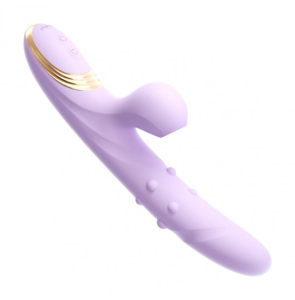 MizzZee - Suction Retractable Rotate Beads Wand Vibrator (Chargeable - Purple)